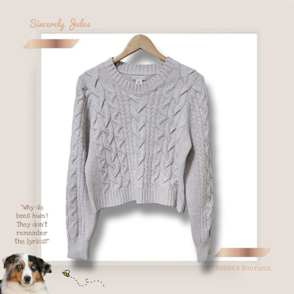 🌿Sincerely Jules Chunky Cable Knit Cropped Sweater XL | Waist Length Knit Top - Picture 11 of 12